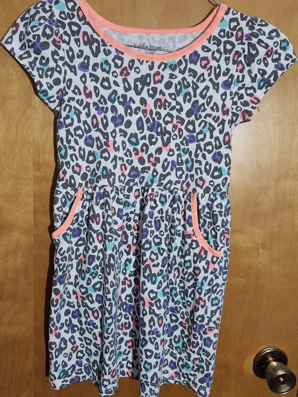 Bobbie Brooks Girls Leopard Print Dress in Coral, Teal, Purple, Gray, White